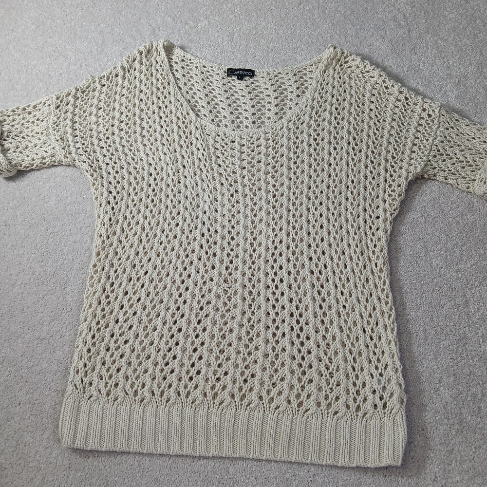 Carducci  Open Knit White/cream Crochet Top Womens Large